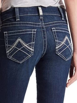 Ariat 10017216 Womens REAL Mid Rise Stretch Icon Stackable Straight Leg Jean -Western Cowboy Equipment 10017216 3