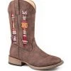 Roper 09-119-1903-2481 BR Big Kids Arrow Underlay Western Boots Vintage Brown 2 Roper 09-119-1903-2481 BR Big Kids Arrow Underlay Western Boots Vintage Brown -Western Cowboy Equipment 2481BR 1