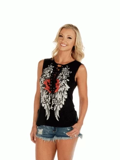 Liberty Wear 7570 Womens Rock Star Top Black