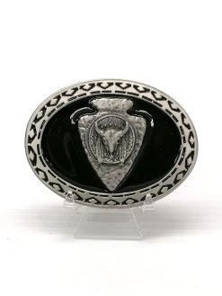 Arrowhead With Skull Shield Pewter Belt Buckle 5978