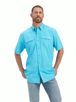 Ariat 10041122 Mens VentTEK Outbound Classic Fit Shirt Scuba Blue - D -