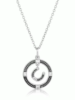 Montana Silversmiths NC5360 Womens Luck Of The Draw Horseshoe Necklace Silver