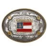 AndWest 530-822M Georgia Flag Oval Rope Edge Buckle Antique Gold And Silver -Western Cowboy Equipment 8w6x5yhp