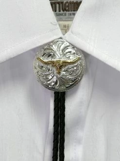 Fashionwest AC83P Longhorn Concho Western Bolo Tie Silver