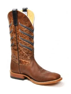 Anderson Bean 0107A-9216L Mens Stitched Square Toe Western Boot Brown