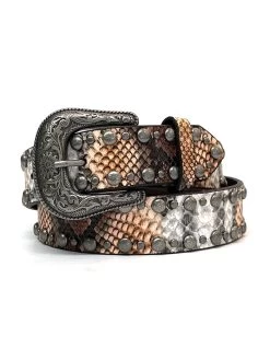Angel Ranch D140000902 Womens Python Studs Edge Western Belt Multi