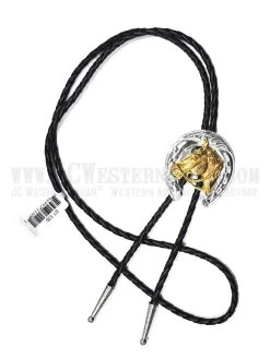 Western Express BT-530 Horseshoe And Horse Head Bolo Tie Silver And Gold -Western Cowboy Equipment BT 530 2
