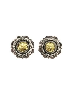 Bar V Ranch Silver Flower With CZ Center's Earrings 311-215