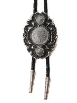 Western Express BT-132 Native American Head Coin Bolo Tie Grey