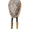 Western Express BT-8912 Silver Scrolled And Gold Trim Bolo Tie 2 Western Express BT-8912 Silver Scrolled And Gold Trim Bolo Tie -Western Cowboy Equipment Bolo Tie BT 8912