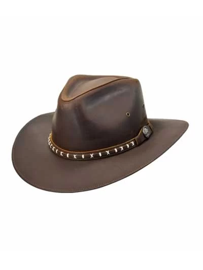 Dallas Hats AUSSIE II Brown Leather Hat Brown 3 Dallas Hats AUSSIE II Brown Leather Hat Brown