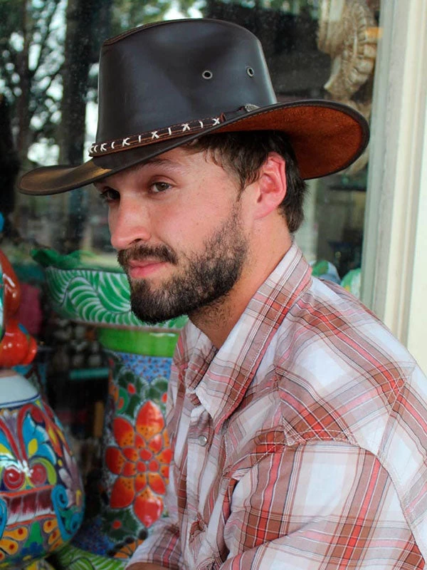 Dallas Hats AUSSIE II Brown Leather Hat Brown 4 Dallas Hats AUSSIE II Brown Leather Hat Brown - Image 2