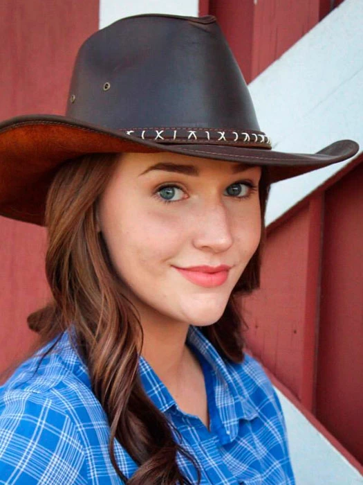 Dallas Hats AUSSIE II Brown Leather Hat Brown 5 Dallas Hats AUSSIE II Brown Leather Hat Brown - Image 3