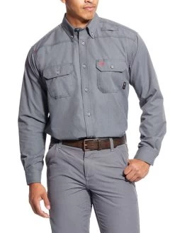 Ariat 10025429 Mens Flame Resistant Featherlight Work Shirts Gunmetal