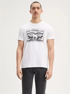Levis 224950046 Mens Two-Horse Pull Graphic Tee Shirt White