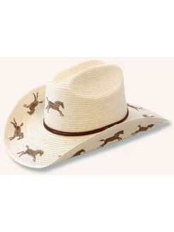 SunBody HGKC-RH2 Kids Cattleman Running Horses Straw Hat Natural