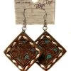 Blazin Roxx 30969 Womens Laced Edge Leather Earrings Brown -Western Cowboy Equipment IMG 0971