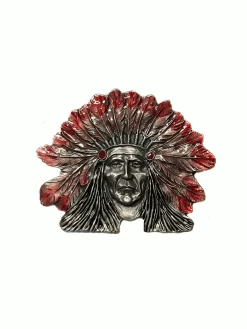 Colorado Silver Star 5847-E Indian Chief Belt Buckle Enamel Color Fill Pewter