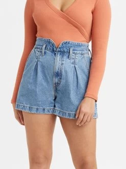 Levis Levi's 394290001 Womens High Waisted Mom Shorts Puff Piece - D