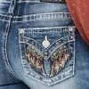 Miss Me M5082B111 Womens Sparkle Life Bootcut Jeans Medium Blue -Western Cowboy Equipment M5082B111 pocket