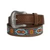 Nocona N2412808 Mens Embossed Beaded Inlay Western Belt -Western Cowboy Equipment Nocona Belt N2412808