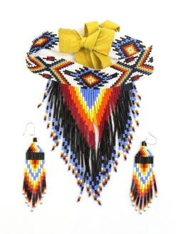 Native American Handmade Beaded Choker Necklace And Earrings Set JCS311