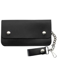 Black Leather Removable Chain Trucker Wallet LW-4