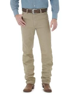 Wrangler 0936TAN Mens Cowboy Cut Slim Fit Jeans Prewashed Tan