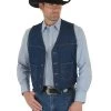 Wrangler Unlined Denim Prewashed Western Vest 74130PW -Western Cowboy Equipment Wrangler Vest 74130PW