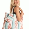 Rock & Roll Denim RRUX43R1FT Womens PrintedBag Pleather Handle Turquoise -Western Cowboy Equipment a2rzxocc 1