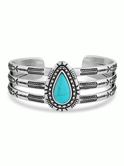 Montana Silversmiths BC5485 Womens Ways Of The West Turquoise Cuff Bracelet Silver