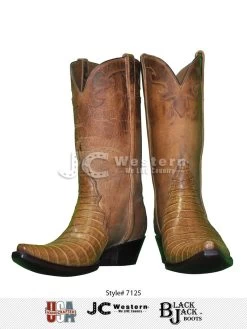 Black Jack 7125 Mens Saddle Tan Caiman Belly Triad Boots