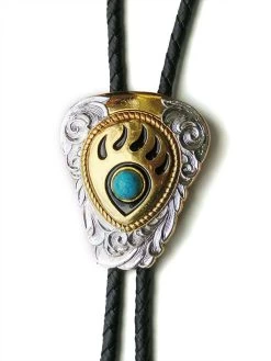 Gold Bear Paw Turquoise Stone Bolo Tie 22281