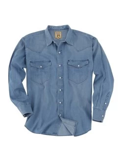 Resistol R1A000600A-LD Mens Rawlins Snap Shirt Light Denim