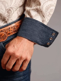 Stetson 11-001-0425-0375 Mens Khaki Plume Paisley Western Shirt Brown -Western Cowboy Equipment giihsvh3