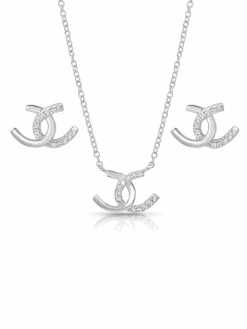 Montana Silversmiths JS4505 Womens Horseshoe Happiness Jewelry Set Silver