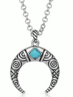 Montana Silversmiths NC4828-D Womens Eye In The Sky Crescent Necklace Silver