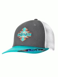 Ariat 1511206 Ladies Aztec Logo Cap Grey Turquoise Coral