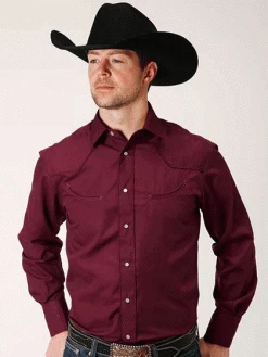 Roper 01-001-0017-0107 Mens Long Sleeve Western Style Shirt Wine