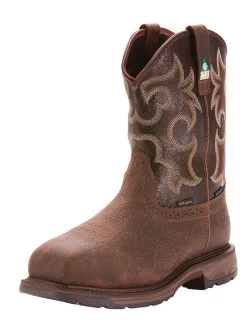 Ariat 10023280 Mens Workhog Waterproof Work Boots Brown Black