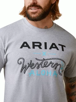 Ariat 10044011 Mens Roper Western Aloha T-Shirt Heather Grey -Western Cowboy Equipment xojb7sx7