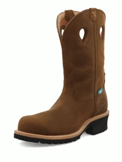 Twisted X MLGCW01 Mens Composite Toe Pull On Logger Boot Saddle Brown - 2.5