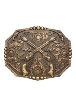 AndWest 546-06 Crossed Pistols Buckle Antique Brass
